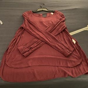 Burgundy high low shirt